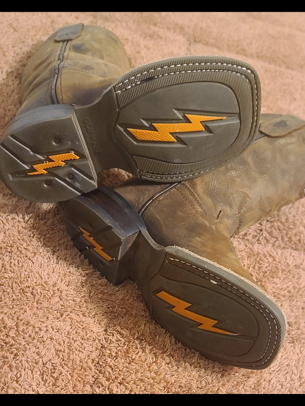 Toddler Old West Tan Leather Cowboy Boot Interior with Decorative Stitching